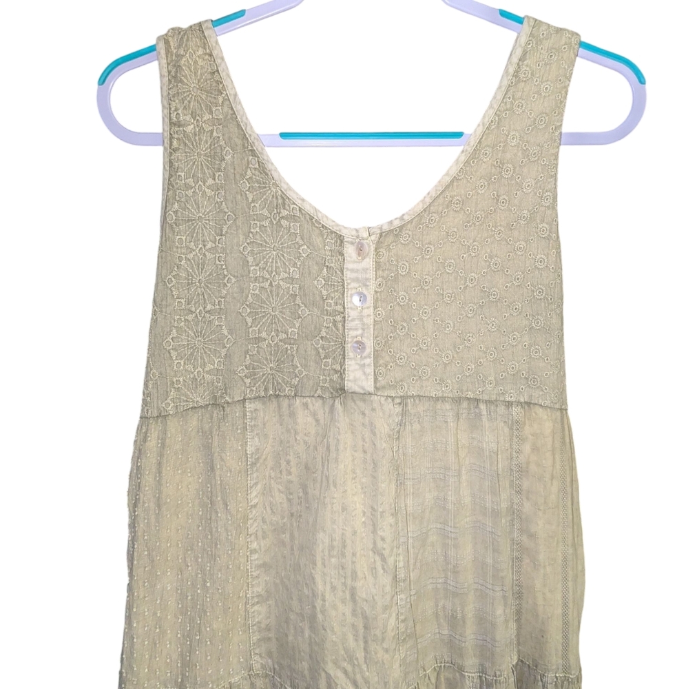 Young Threads Sage Mixed Fabric Patchwork Eyelet … - image 4